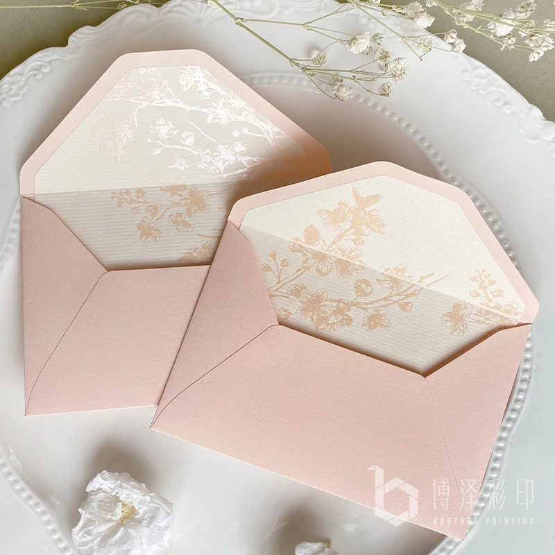 4pcs/lot Wedding Invitations Envelopes Pink Romantic Wedding Bridal Gift Greeting Card Event Party Birthday Supplies