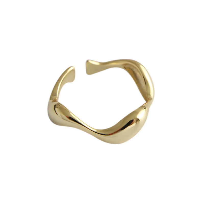 XIYANIKE Silber Farbe Kreative Handgemachte Ringe Unregelmäßige Welle Glatte Verlobung Schmuck für Frauen Größe 16,5mm Einstellbar