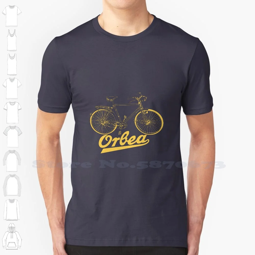 Orbea Fifties Text Gold 100% Cotton T-Shirt Classical Orbea Fifties Vintage Bicycle Lovers Leather Saddle Classic Cycling