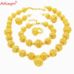 Adixyn African Beads Jewelry Set 24k Gold Color Necklace Bracelet Ring Earrings for Dubai African Bridal Wedding Jewelry N042811