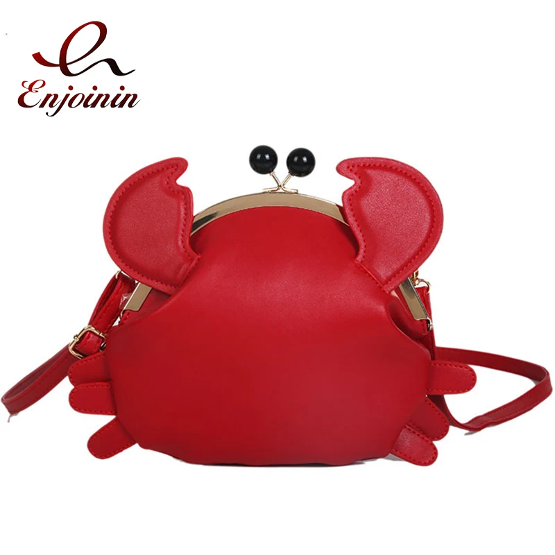 Crab Shape Novelty Crossbody Bag Animal Shaped Purses and Hanadbags for Women Detachable Shoulder Bag Female Clutch Bag Leather