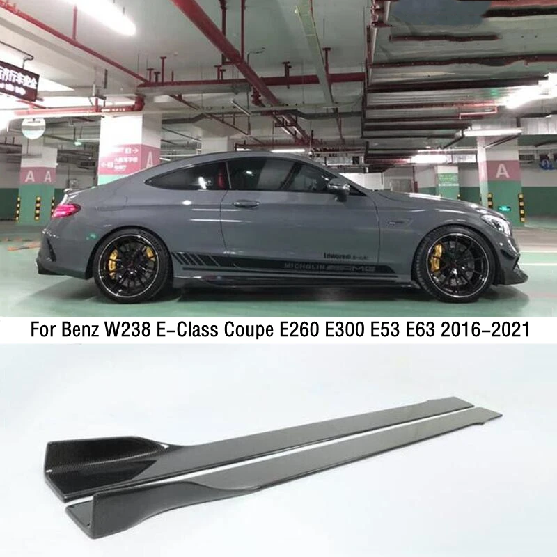 For Benz E-Class Coupe W238 E260 E300 E53 E63 2016 2017 2018 2019 2020 2021 Carbon Fiber Side Body Skirt Kit Lip Trim Spoiler