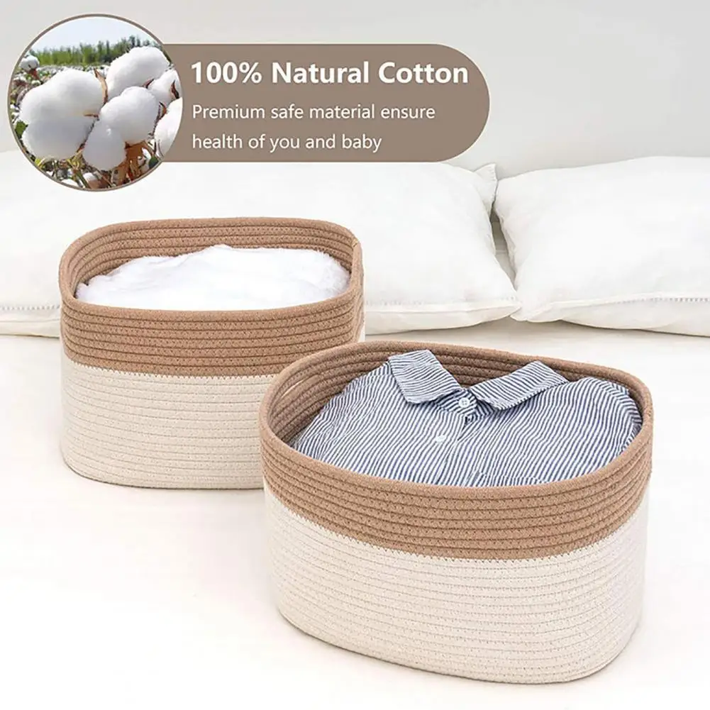 

Decorative Useful Cotton Rope Storage Baskets Bins Natural Craft Storage Baskets Wear-resistant for Laundry