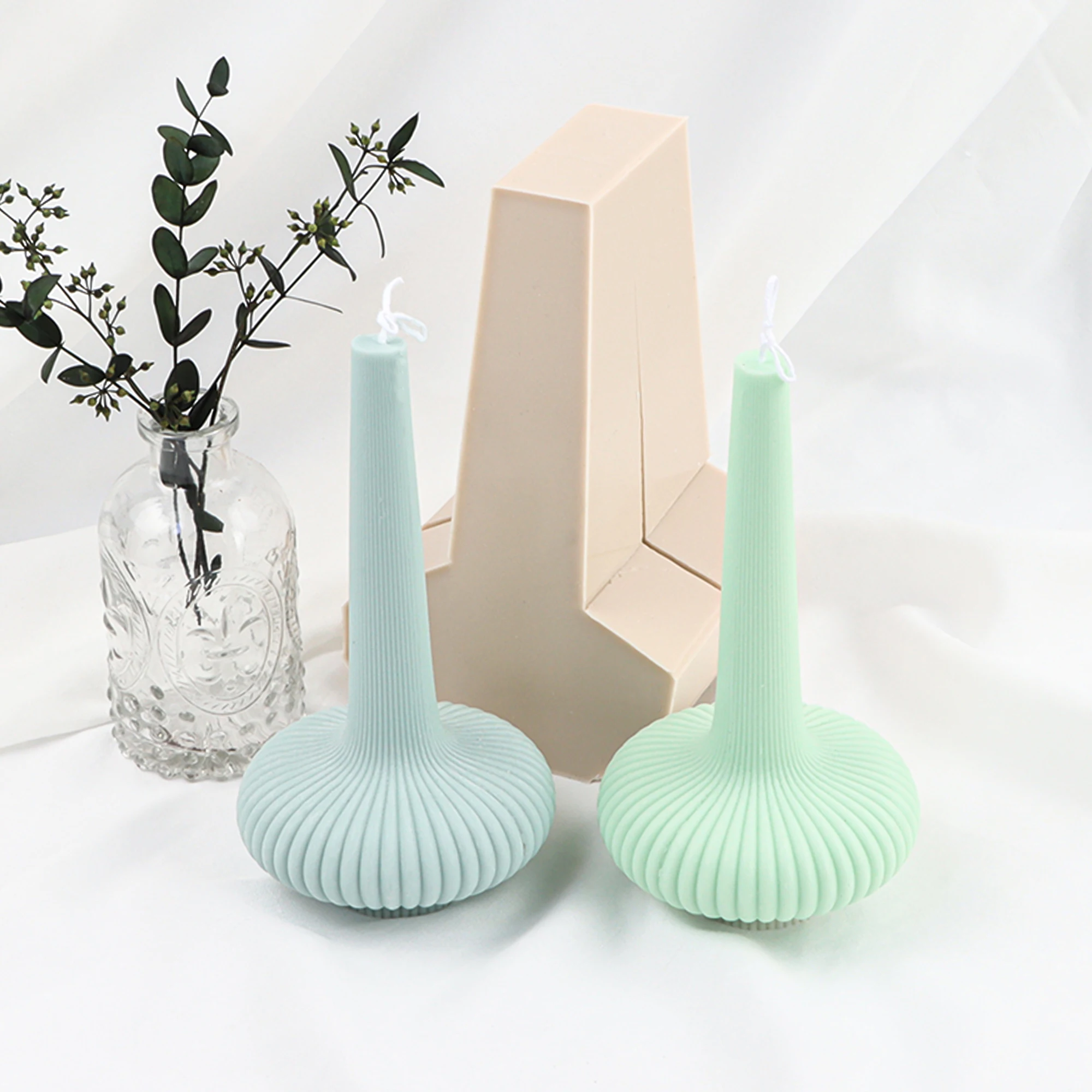 3d Vase Column Candle Silicone Mold Strip Pillar Round Bottom Aroma Plaster Diffuser Stone Mould Soap Making Home Ornament