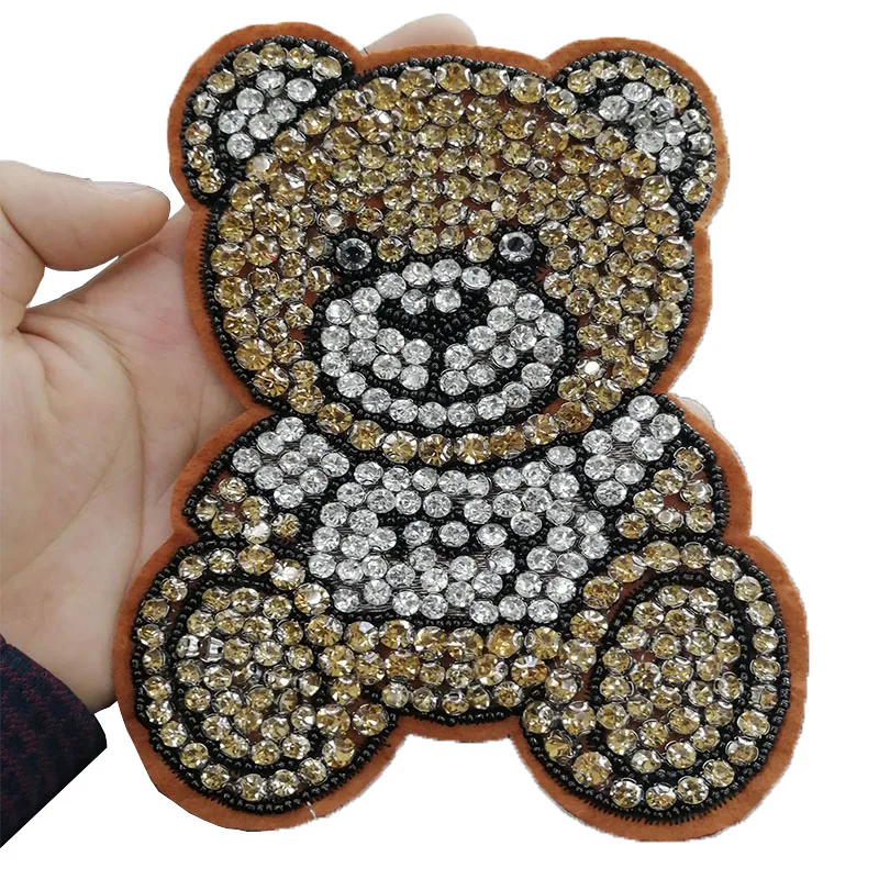 Hand-Made Nail Bead Cartoon Drill Bear Clothing Cloth Paste For Shoes, Hats, Bags, Decorative Products, Hand-Sewn Cloth Patch