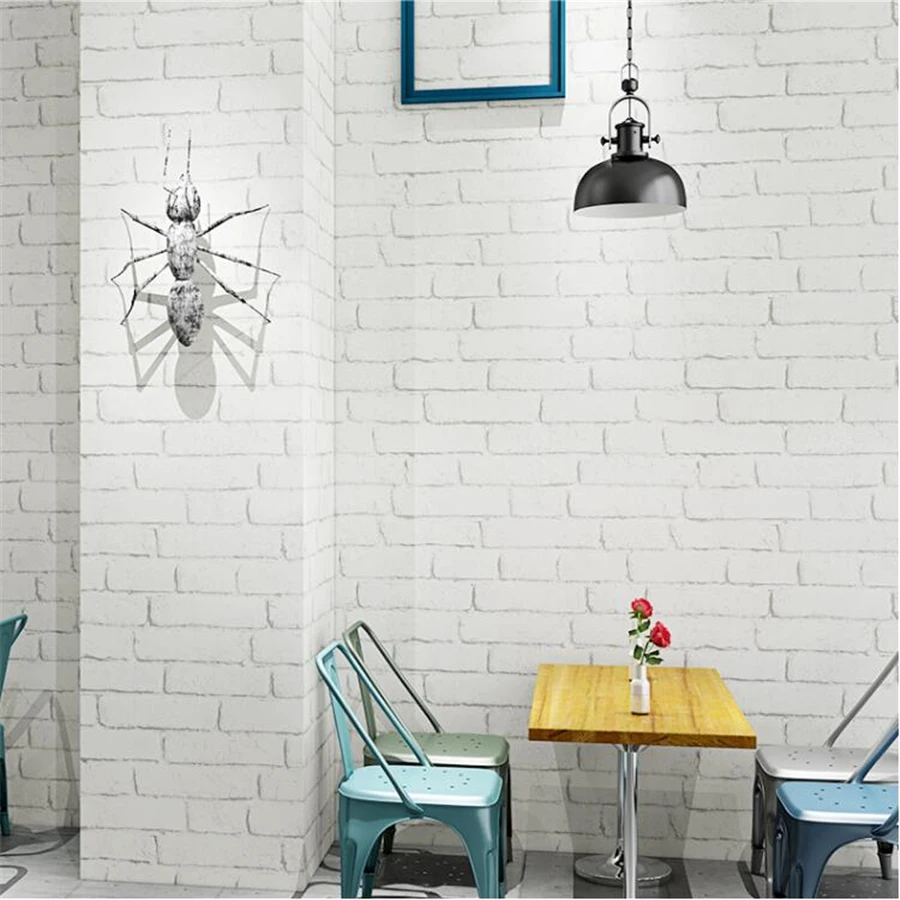 

3D three-dimensional обои retro brick white brick pattern Nordic style wallpaper ins modern minimalist TV background wall paper