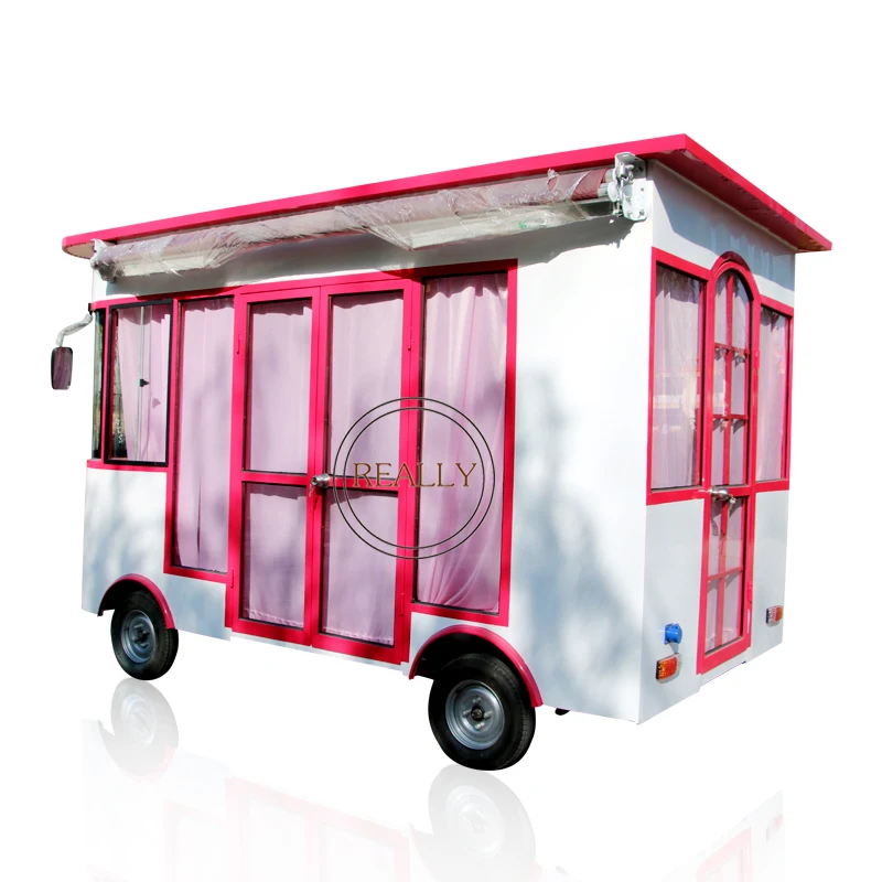 Street Mobile Fast Food Truck Coffee Bubble Tea Kiosk With Catering Equipment Multifunctional Clothes Vending Cart