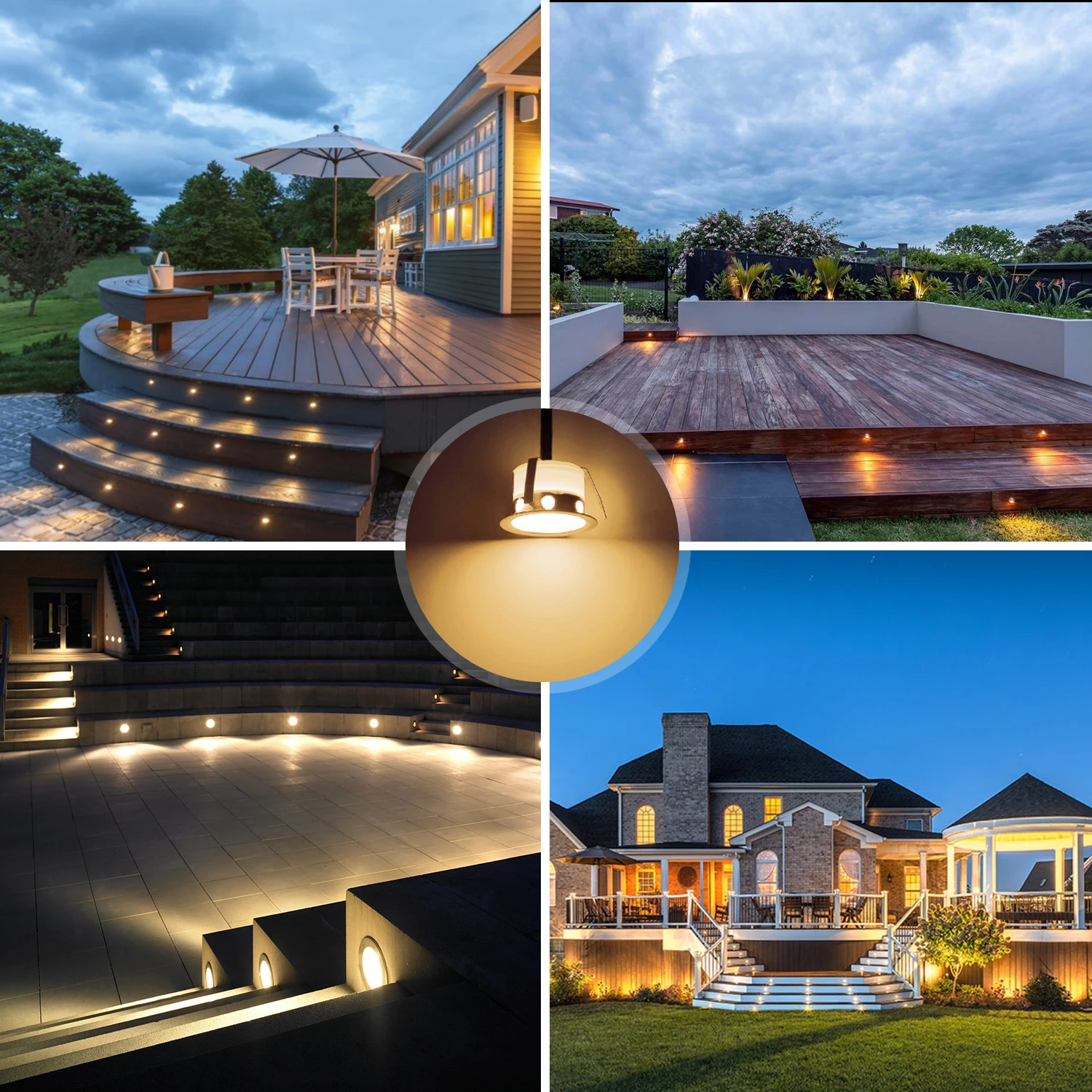 QACA LED Low Voltage Recessed Deck Lights Kit With Transformer IP67 Waterproof Outdoor Landscape Lighting 12V Patio Stairs Lamps