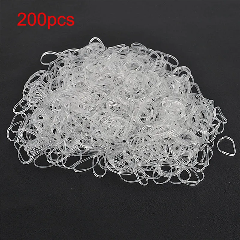 200/500Pcs Mini Accessories Small Braid Plaits Elastic Tie Band Ponytail Holder Elastic Rubber Clear White Accessories