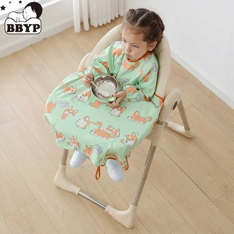 Waterproof Baby Bib Toddler Long Sleeve Feeding Apron for High Chair Dining Table Full-Coverage Burp Cloth 1-4Y Kids Weaning Bib