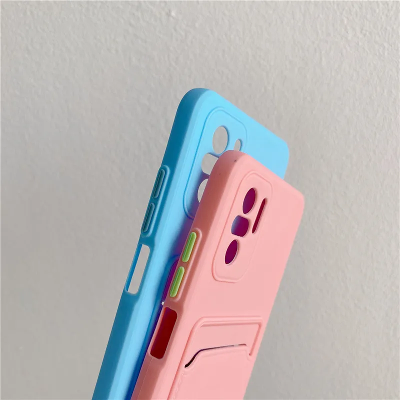 Solid Colors Card Pocket Slot Bags Phone Case for OPPO A16 A54 A55 F19 Realme 8 C21 C25 Reno 5 6 6Z Find X3 Pro TPU Cover Fundas