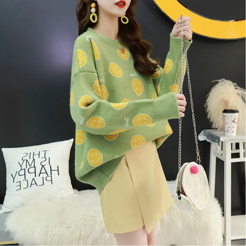 

H9539 Women Pullover Autumn Winter Loose Casual Sweater Clothes Female High Quality Comfortable College Style Fashion Jumper Top