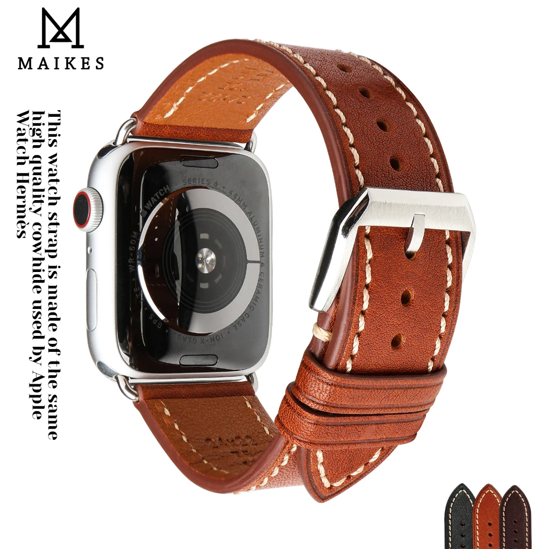 Retro Genuine Leather Watchband For Apple Watch Strap Hermes 49mm 45mm 41mm 44mm 42mm 40mm Series 8 7 SE 6 5 4 3 iWatch Band