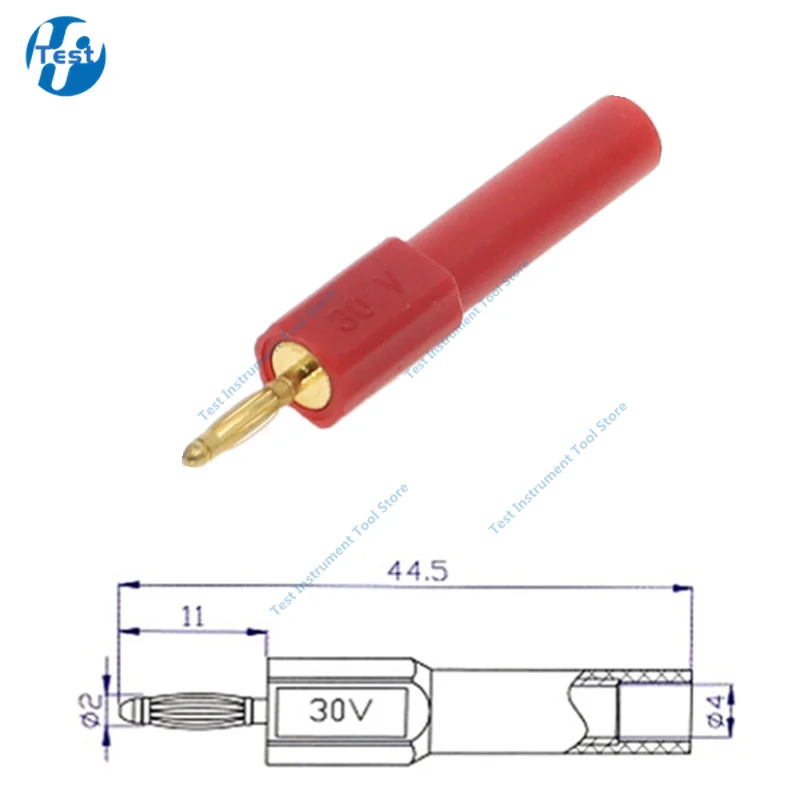 1pcs  Gold Plated 2mm Mini Male Banana Plug To 2mm 4mm Female Jack Connector Adapter Red Black 30V