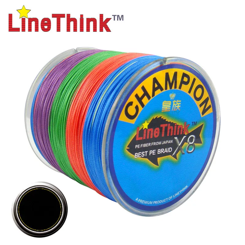 100M 300M 500M GHAMPION LineThink Brand X8 Strands Best Multifilament 100% PE Braided Fishing Line, Durable Fishing Equipment