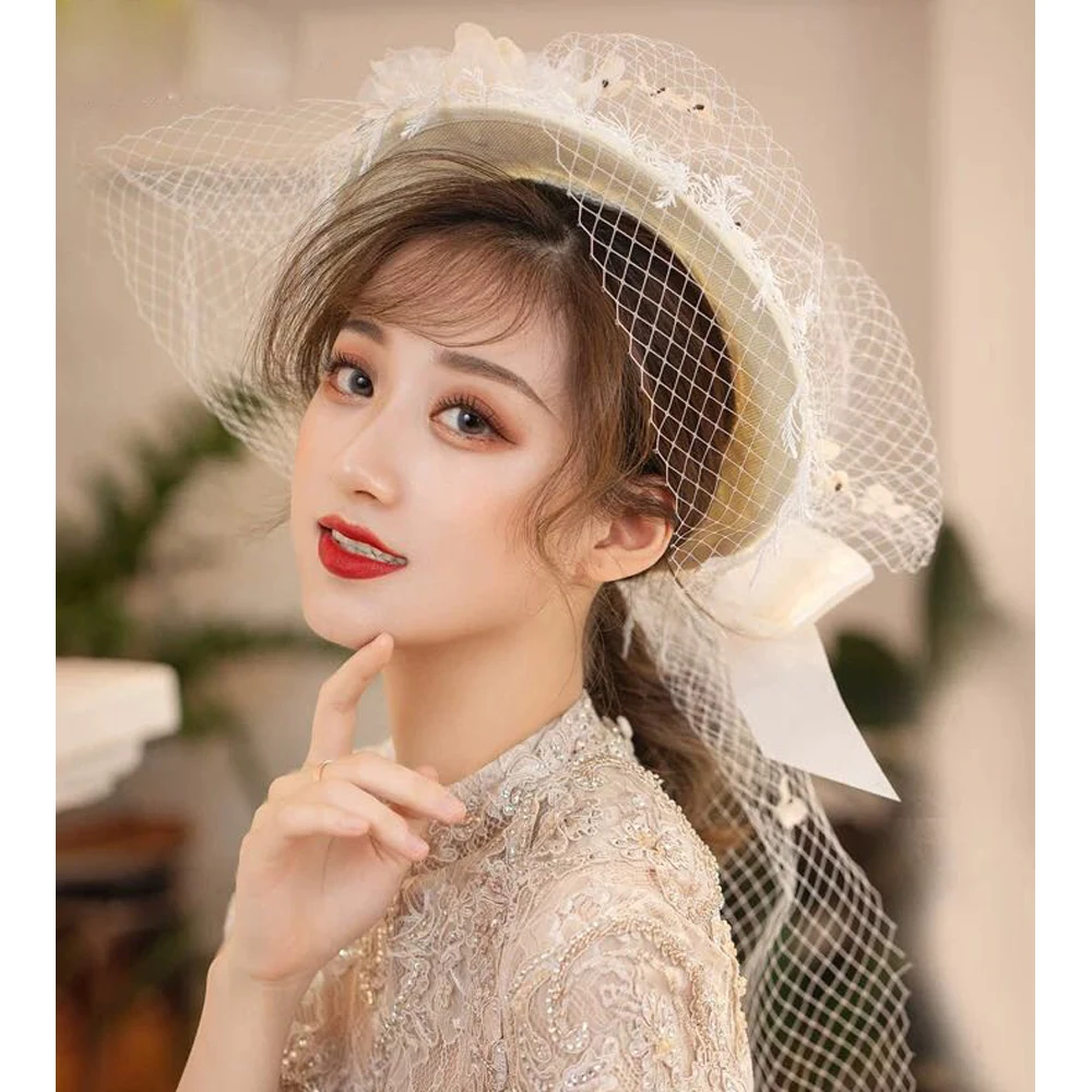 Fancy Bridal Hats Vintage Wedding Accessories Free Shipping Hats with Feathers Netting