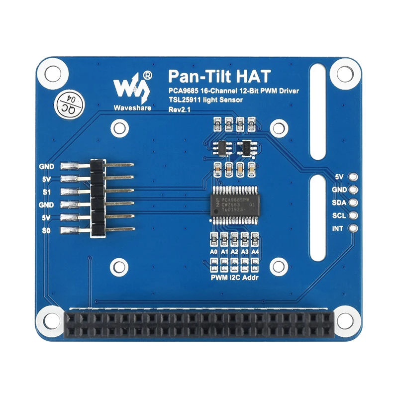 Raspberry Pi 2-DOF Pan-Tilt HAT Light Intensity Sensing I2C Interface PCA9685 PWM Chip TSL2581 Light Sensor for RPI Robot Kit