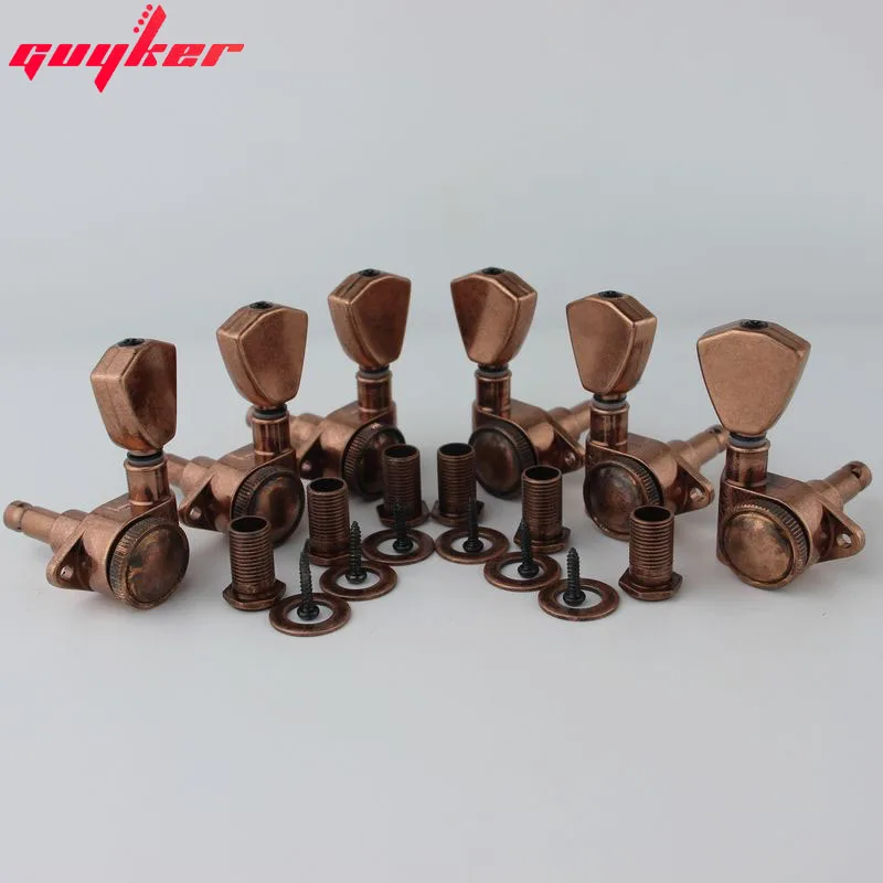 

GUYKER 3R3L Tuners Guitar Models Rear lock string Electric Guitar Machine Heads Trapezium Button Antique Bronze