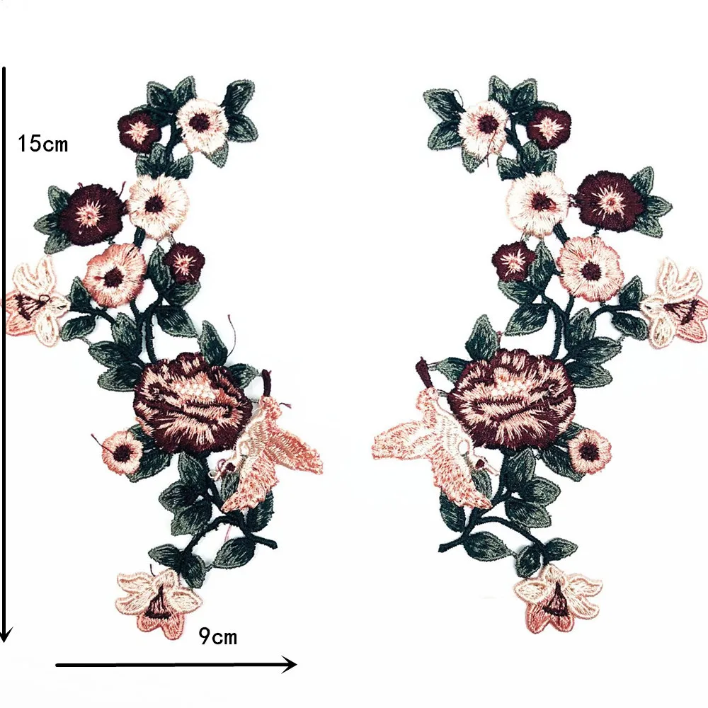 2คู่/ชุดปักรูปดอกกุหลาบ Tempelan Bunga Applique หัตถกรรม Diy Stiker สำหรับกางเกงยีนส์หมวกเสื้อผ้าอุปกรณ์เสริมป้าย