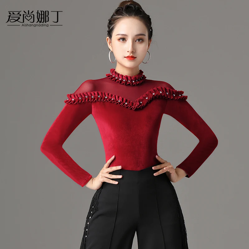 2021 New Sexy Dance Clothes Leotard Women Latin Salsa Rumba Chacha Dance Performance Practice Costume