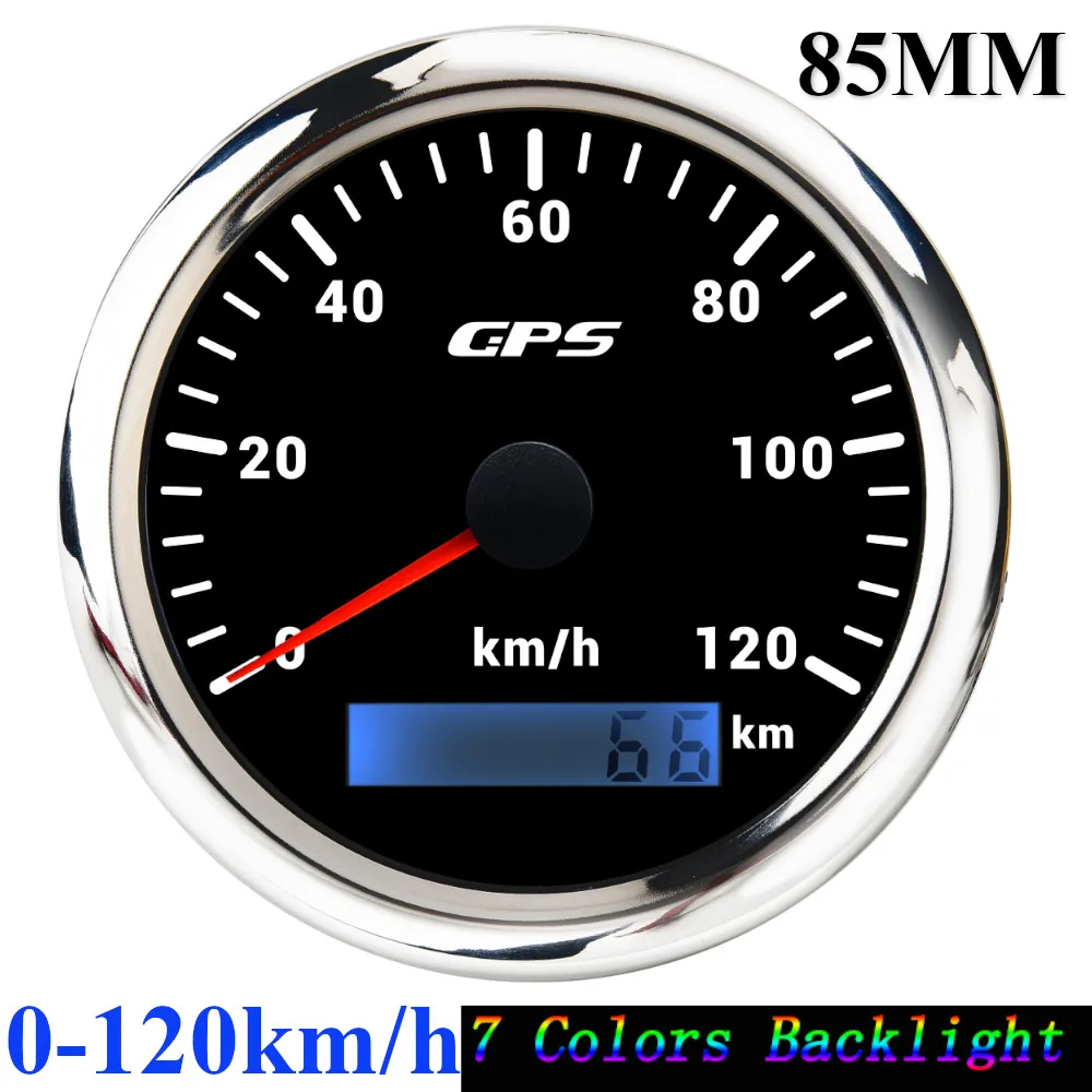 85mm GPS Speedometer Odometer Gauge 0-120MPH 160MPH 120KMH 200kmh with 7Colors Backlight For Car Boat Motorcycle Truck 12V/24V image 3