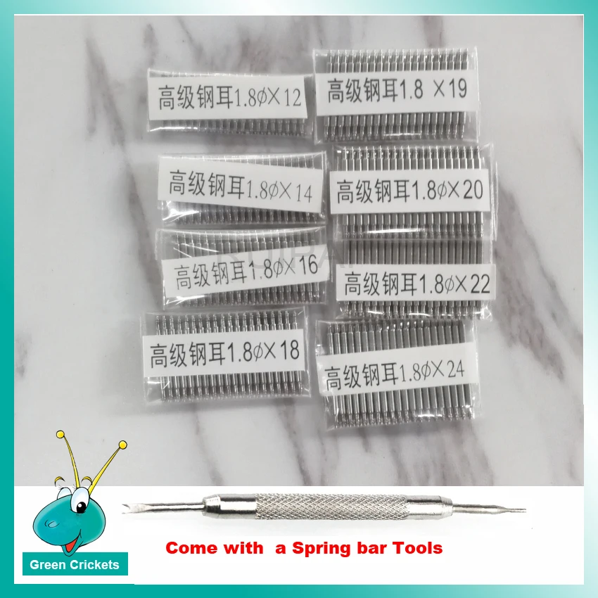 20pcs/lot Watchband Spring Bar 1.8mm Watchband Accessories Stainless Steel Spring Bar Watch Strap Link Pin with Spring Bar Tool