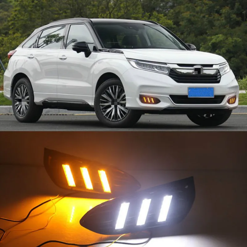 1 Set For Honda AVANCIER 2020 DRL Daytime Running Lights Daylight 12V ABS Fog Lamp Cover With Turn Yellow Signal Light