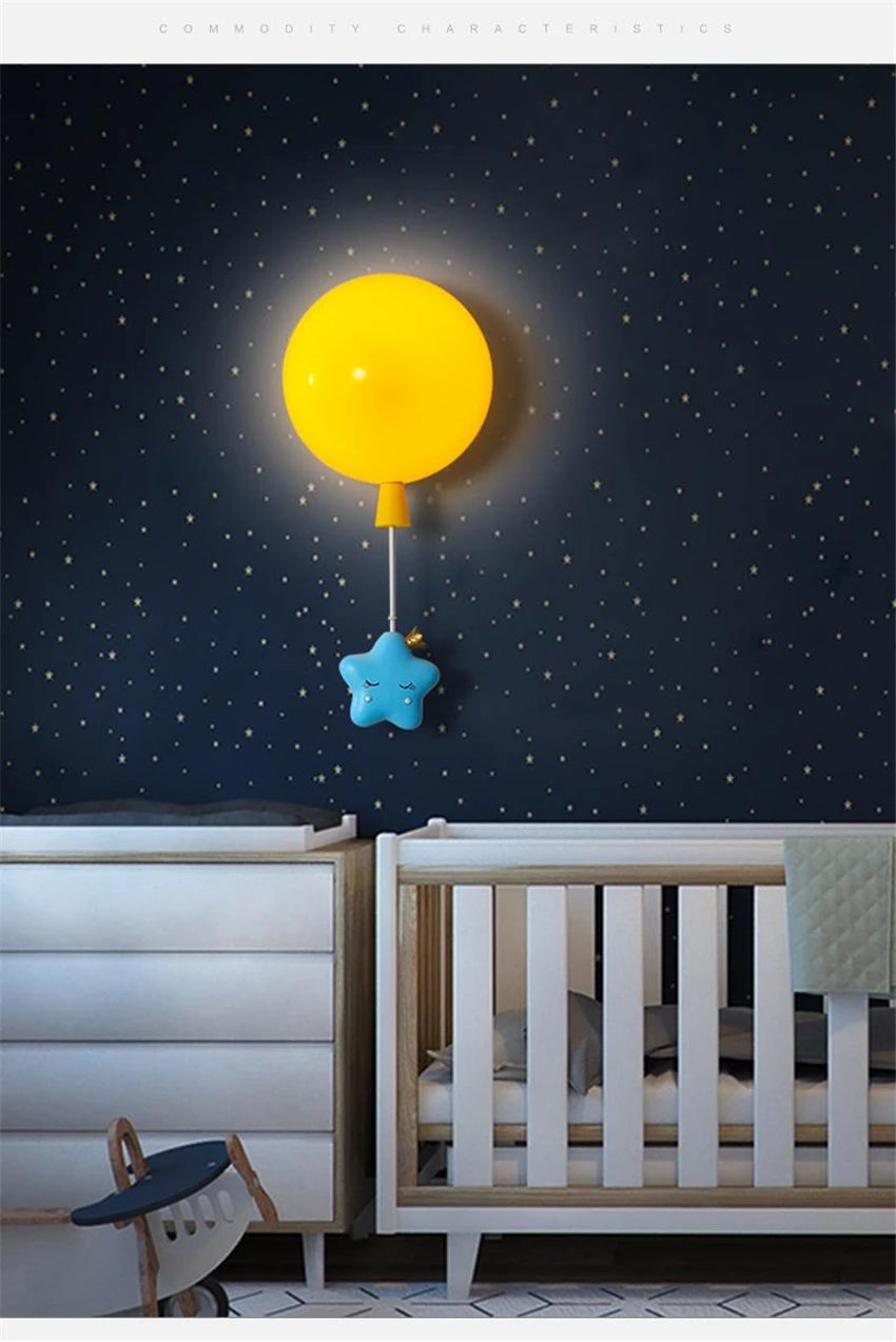 Children's Room Color Balloon Wall Lamps Princess Room Boy Girl Bedroom Room Aisle Corridor Bedside Living Room Decor Wall Light