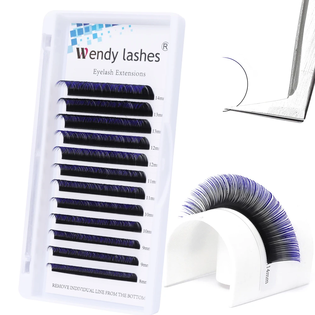 Ombre Colored Eyelash Extension 12Row Individual Lashes Faux Mink Classic Red Green Brown Blue Purple Lash Professional Supplies