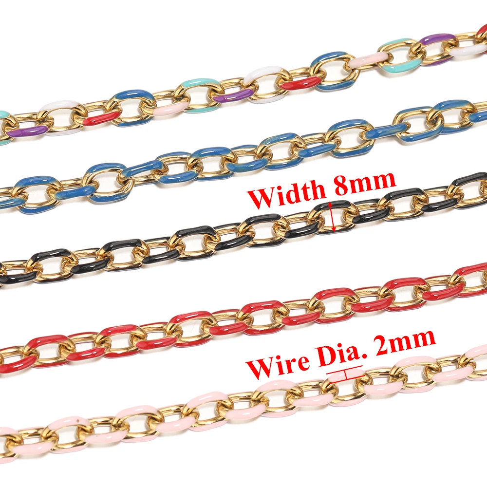 1 Meter Edelstahl 8mm Breite Rolo-Kabelkette DIY Hip-Hop-Halsketten Zubehör Armbänder Schmuckherstellung – Detail 4