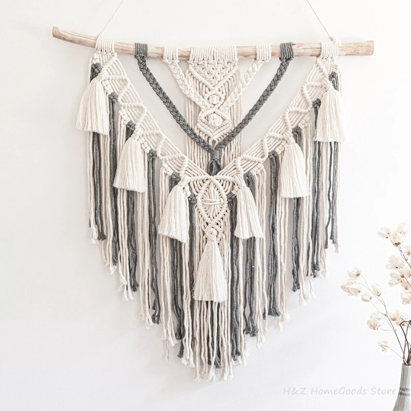 Hand-woven Color Macrame Wall Hanging Ornament Bohemian Craft Decoration Gorgeous Tapestry For Home Bedroom 55 * 65cm