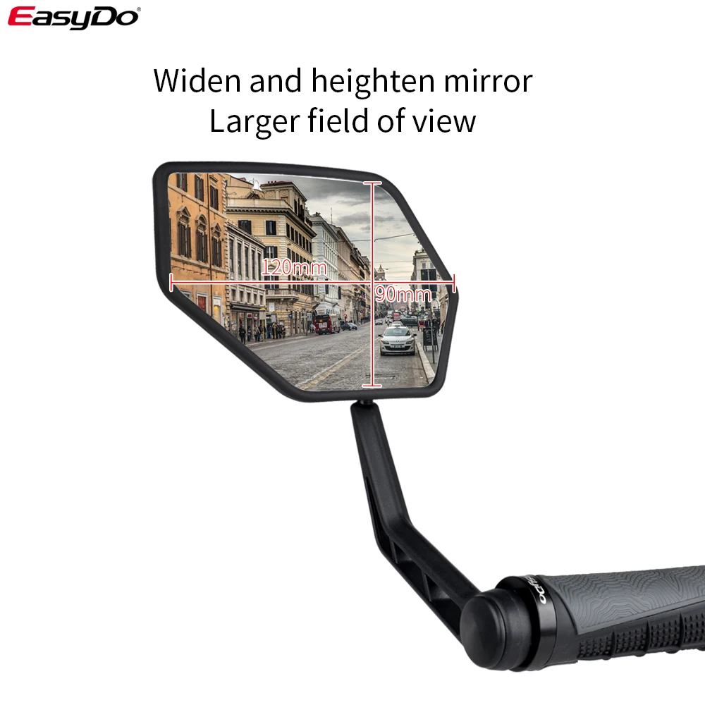 EasyDo Advanced Bicycle Rear View Mirror Plug Design Adjustable Left Right Mirrors Bike Cycling Wide Range Back Sight Reflector