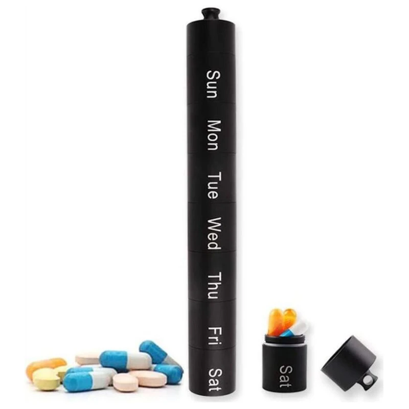 محكم مقاوم للماء 7 أيام سبليت سبائك الألومنيوم صندوق حبوب معدني أسبوعي الطب الفاصل اللوحي التخزين المنظم الحاويات