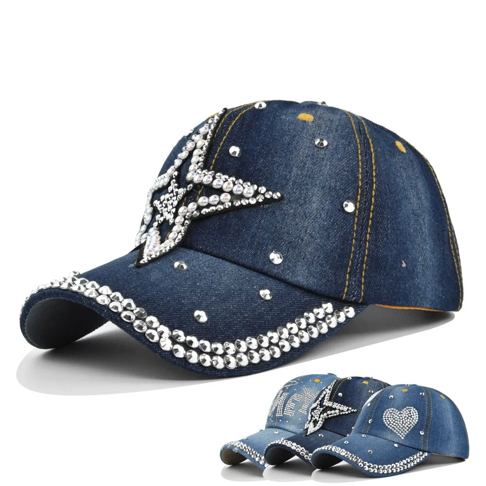 Diamond setting Baseball Caps New style Pure Men and Women Sun Hat Rhinestone Hats Denim and Cotton Snapback Cap hip-hop Hat