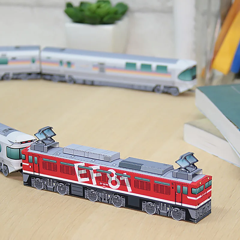 Japan Railway Electric Train EF81 Mini Locomotives Origami Handmade 3D Paper Model Papercraft DIY Kids Adult Craft Toys ZX-051