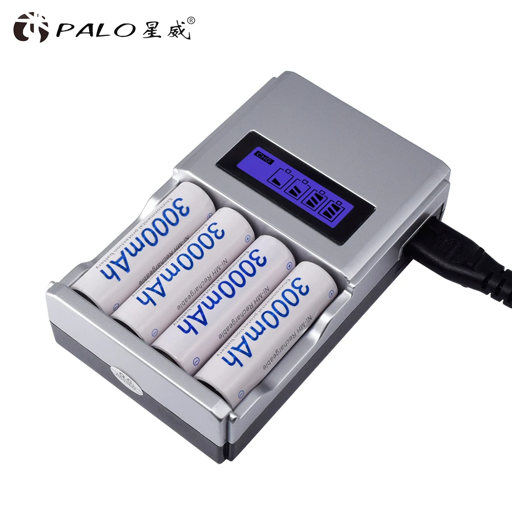 PALO Intelligent Screen Display Fast Charging AA AAA Batteria Charger Smart LCD Charge For 1.2V AA AAA Nimh Rechargeable Battery