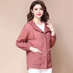 Large size Sun Protection Shirt Coat Women Summer Casual Loose Sun Protection Windbreakers Female Hooded Thin Jackets Wild Coats