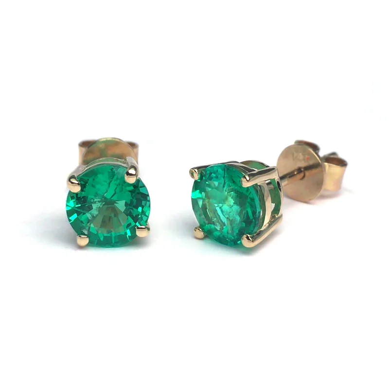 VANTJ Real 14K Gold Lab Grown Created Colombia Emerald 