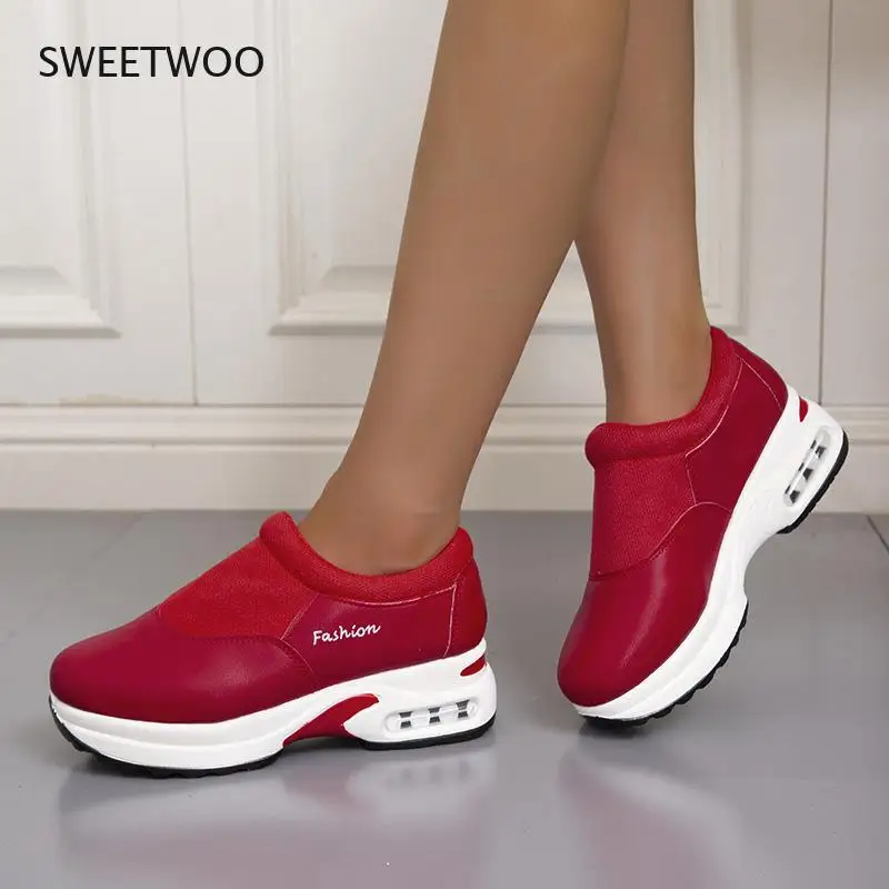 

New Fashion Large Size Air Cushion Single Shoes Women's Thick-soled Shallow Mouth Sneakers Women's Sneakers