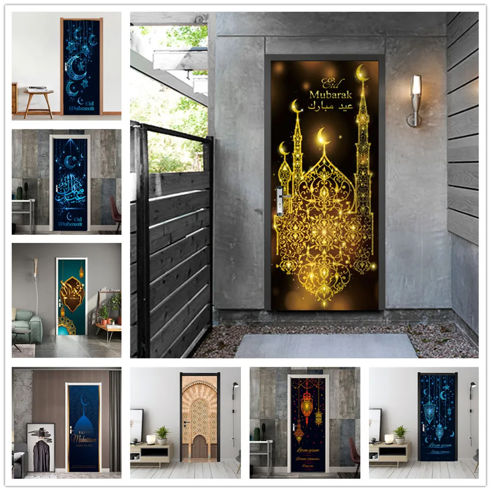 Lasser Bairam Door Sticker Self Stick Vinyl Waterproof Removable Wallpaper On The Doors Home Design Renovation Wall Mural Decals