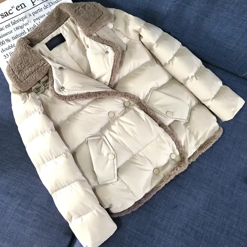 De moda Casual mujeres espesar abrigo cálido de algodón Down de talla grande de invierno corto chaqueta acolchada de lana Collar acolchado Parkas