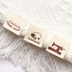 50PCS Cloth Garment Labels Handmade Clothing Tags Cartoon Pattern Woven Knitted Sew Tags Handmade DIY Sewing Crafts Supplies