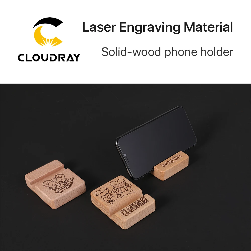 Cloudray Laser Engraving Material Solild-wood Phone Holder 8*6cm DIY Material for Co2 Laser Marking & Engraving Machine