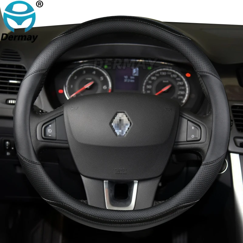 for Renault Scenic 1 2 3 4 Grand Scenic Megane Scenic Car Steering Wheel Cover Microfiber Leather+Carbon Fiber Auto Accessories