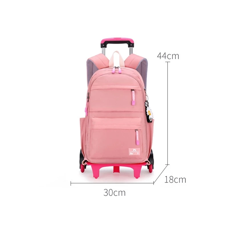 Orthopedic School Bag Child with Wheels Waterproof Primary Student Backpack Travel Bagpack for Teenage Girls Trolley Schoolbags