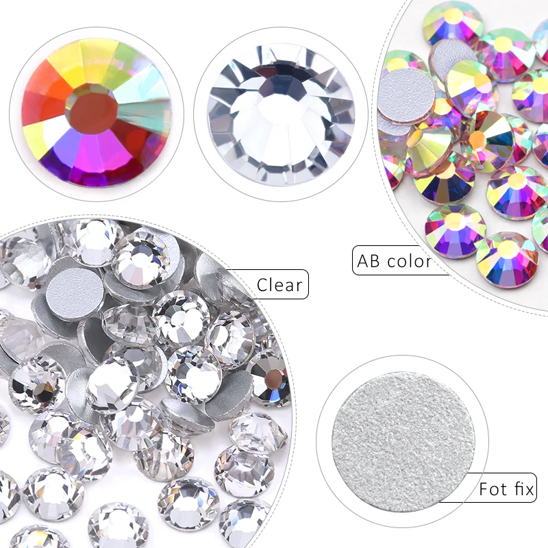 Super Glitter Rhinestones Crystal AB SS3-SS40 Non Hot Fix FlatBack Strass Rhinestones Sewing Fabric Garment Nail Art Decorations