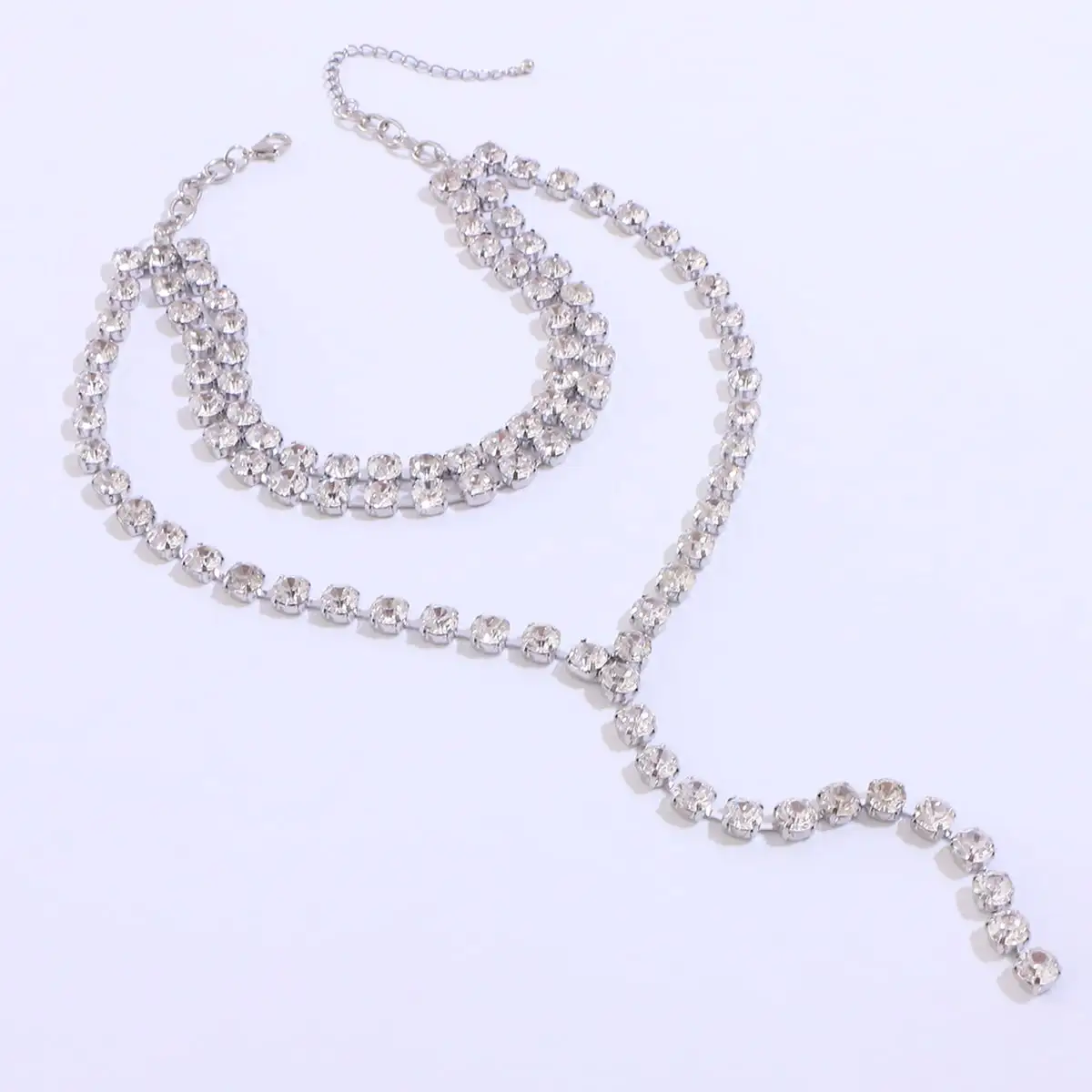 Luxury New Fashion Crystal Micro Pave Setting 3 Layer Shiny Chains Necklaces for Women Wedding Party Accessories Jewellery