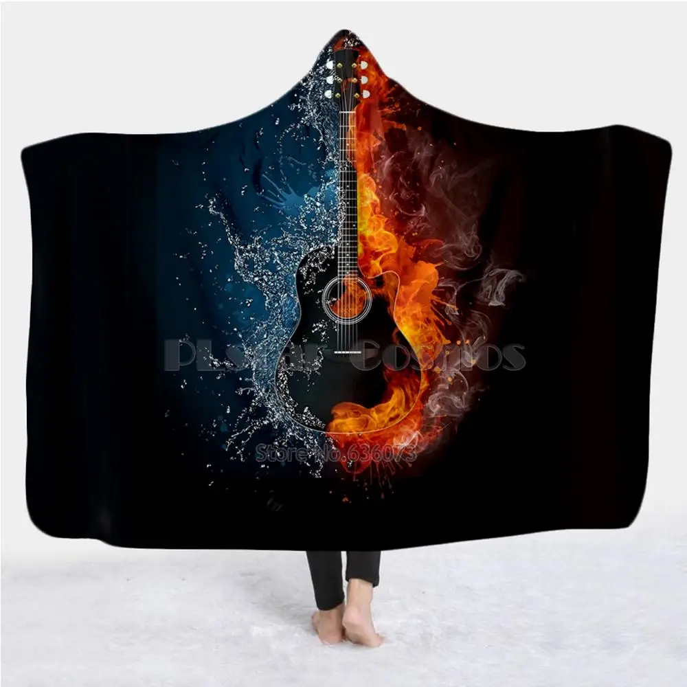 Violin Guitar art Musical instrument Blanket Hooded Blanket 3D full print Wearable Blanket Adults men women Blanket style-4