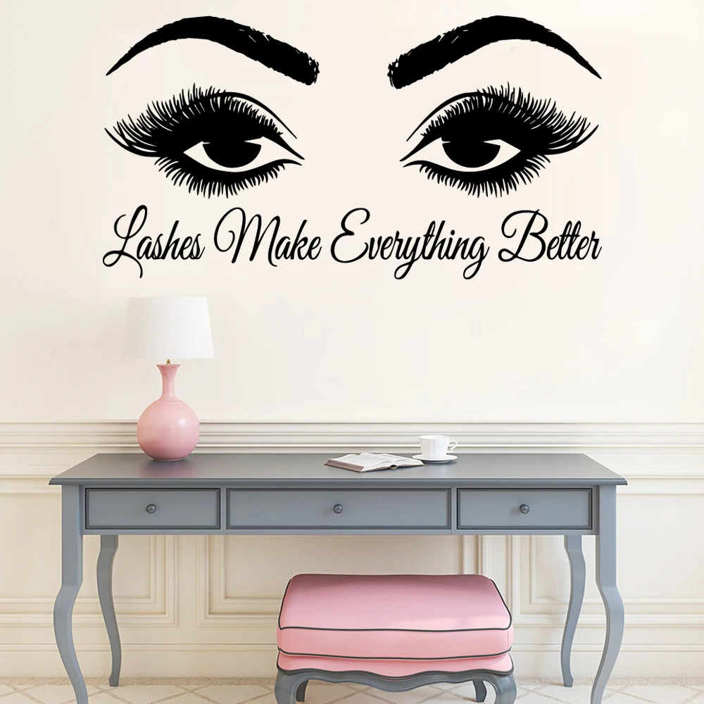 21 Style Beauty Salon Eyelash Art Vinyl Wall Sticker Decor For Salon Decor Girls Room Decoration Stickers Mural Wall Decals