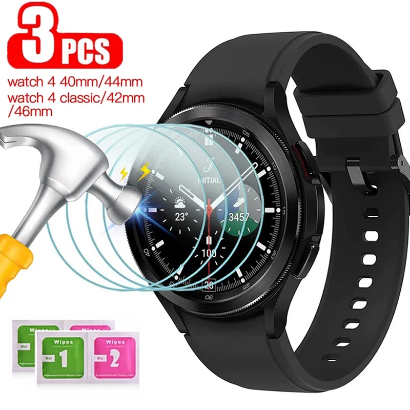 

3PCS Tempered Glass For Samsung Galaxy Watch 4 44mm 40mm Watch 4 Classic 42mm 46mm 9H HD Clear Protective Glass Screen Protector